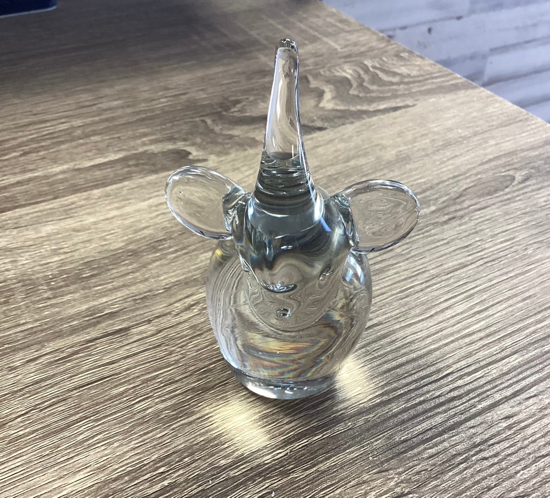 Vintage Glass Elephant Figurine Etsy