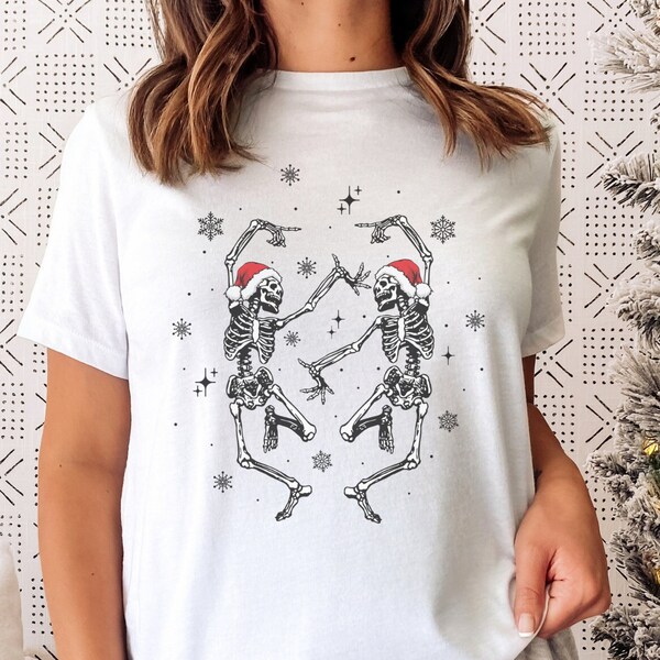 Funny Christmas Shirt, Dancing Skeletons Shirt, Winter Wonderland, Holiday Season Shirt, Let it Snow Shirt, Boho Christmas, Hippie Holiday