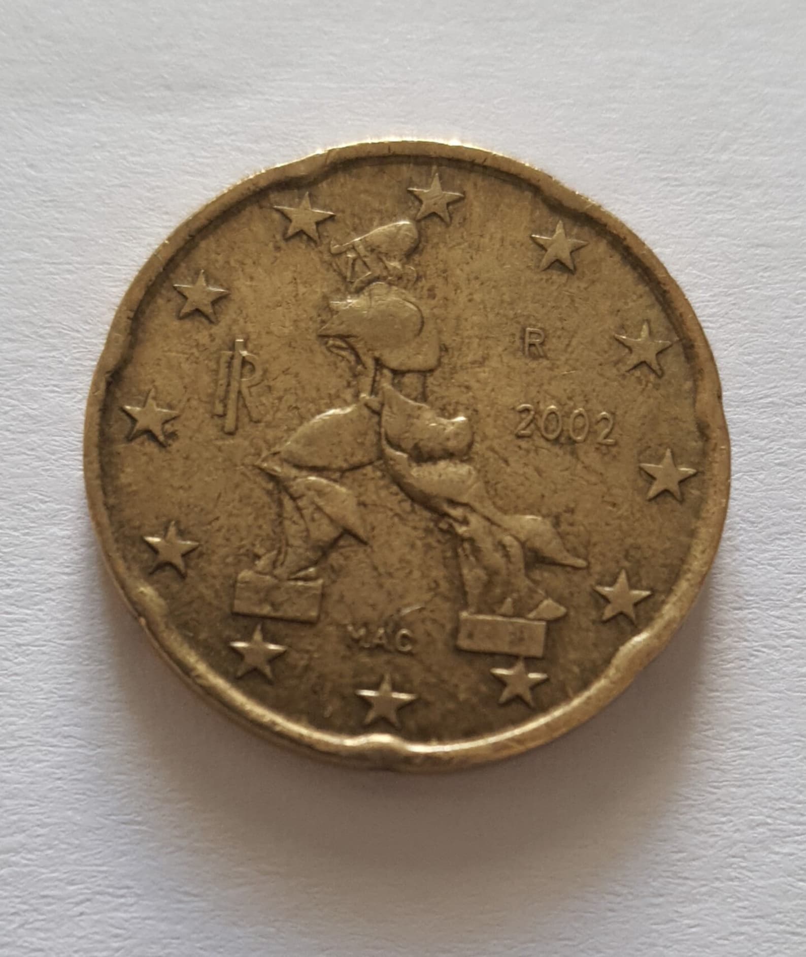moneta 20 centesimi rara 2002
