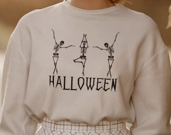 Halloween Dancing Skeleton Sweatshirt, Halloween Skeleton Crewneck, Halloween Sweater, Skeleton Sweater, Spooky Sweatshirt, Halloween Shirt