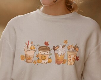 Fall Coffee Shirt, Cute Fall Sweatshirt, Coffee Lover T-Shirt, Thanksgiving Shirt, Pumpkin Spice Shirt, Halloween Shirt, Fall Sweatshirt