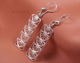 Recktangle Fan Earrings, Geometric Earrings, Traditional Earrings, Ethnic Earrings, Victorian Earring, Gift for her, Statement Earring, Cute