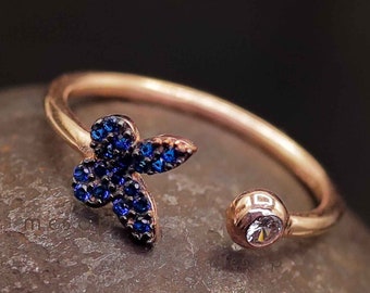 Minimalist Butterfly Ring. 925k Sterling Silver With Synthetic Zircon Stones. Adjustable Size. Gift Idea for Her. Daily Everyday Wear