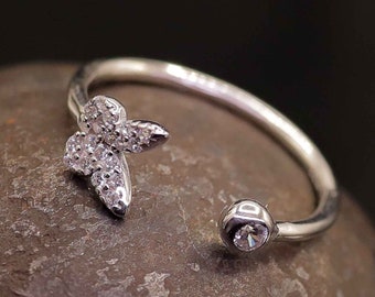 Minimalist Butterfly Ring. 925k Sterling Silver With Synthetic Zircon Stones. Adjustable Size. Gift Idea for Her. Daily Everyday Wear