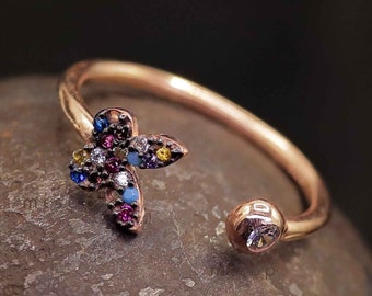 Minimalist Butterfly Ring. 925k Sterling Silver With Synthetic Zircon Stones. Adjustable Size. Gift Idea for Her. Daily Everyday Wear