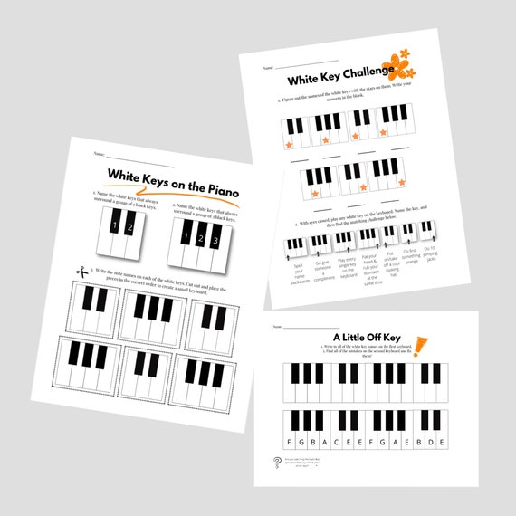 Beginner Piano Worksheets Naming the White Keys Etsy