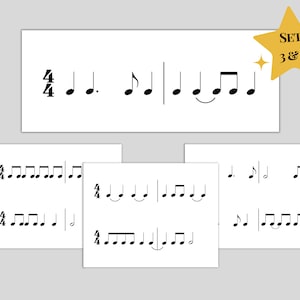 Pack of Printable Rhythm Flashcards for Music Education | Sets 3 & 4 - Pack of 20 Cards