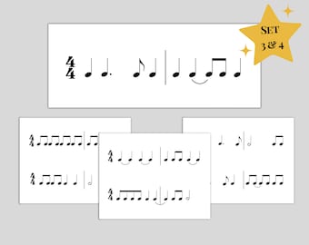 Pack of Printable Rhythm Flashcards for Music Education | Sets 3 & 4 - Pack of 20 Cards