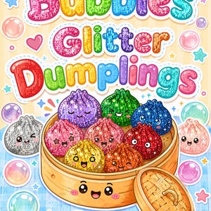 70 simpatici adesivi glitterati a forma di raviolo / Decalcomania in vinile Kawaii Bao Bun / Adesivo scintillante per bottiglia d'acqua Dim Sum / Decalcomania per laptop Chibi Food Estetica