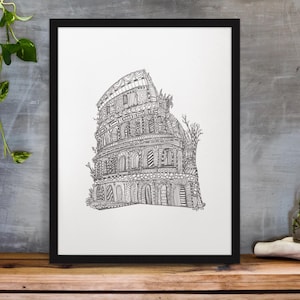 Stampa Colosseo Reimagined – Elegante Decorazione per la Casa – Disegno di Antiche Rovine – Surreale Linea Arte – Decorazione da Parete Artistica 8x10 – Senza Cornice