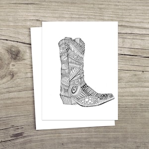 Sierlijke wenskaarten cowboylaars | Set van 10 blanco kaarten | Rustieke, landelijke briefpapierset voor westerse Vaderdag, verjaardag
