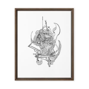 Dessin au trait Nautilus encadré : décoration nautique minimaliste en noir et blanc