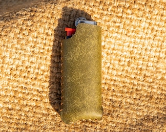 Estuche de cuero para encendedor pequeño hecho a mano, funda personalizada para encendedor BiC
