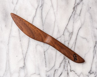 Wooden Butter, Cheese Knife, Handmade, Hand-carved Black Walnut and Cherry Wood Spreader Knife