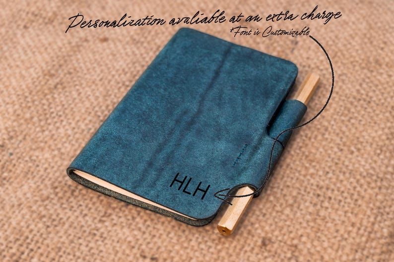 Leder Feld Notizen Journal Cover, handgemachte Tasche Notizbuch Hülle mit Stift, personalisierte Leder Skizzenbuch Bild 9