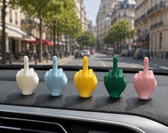 Grappig mini-autoornament in de vorm van een middelvinger, bureau- en dashboardaccessoire in aangepaste kleur, origineel 3D-geprint handgebaarornament, grappig cadeau