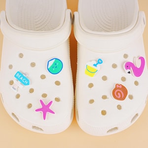 Decorazione per scarpe hawaiana: stella marina, cocco, fenicottero, secchiello da spiaggia, spille per scarpe stampate in 3D, ciondolo per scarpe da spiaggia estiva, ciondolo per scarpe con sabbia da spiaggia per le vacanze