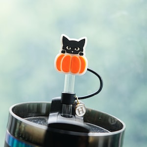 Helloween Stanley Straw Hat,Pumpkin Straw Toppers for Stanley Cup, Helloween Decoration for Tumblers,Perfect Helloween Gift