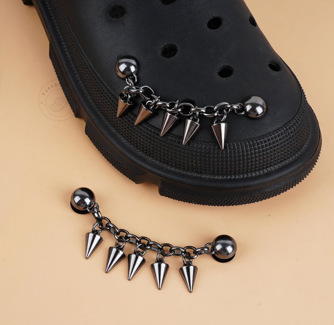 Shoe String Chain 2pcs/set Spike Shoe Chains,dark Metal Chain Shoe Charms,chain Charms ...