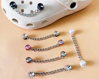 2 stks/set strass schoenkettingen, parel schoenkettingen, metalen ketting schoenbedels, ketting bedels voor vrouwen, kristallen schoendecoratie, gesp voor schoenen