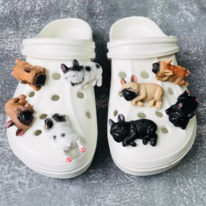 2pcs/set Sleeping Dog shoe charms, Lovely Dog Resin charms, 3D Dog Animal buckle for shoes, Cute Pug  shoe charm supplies,perfect gifts