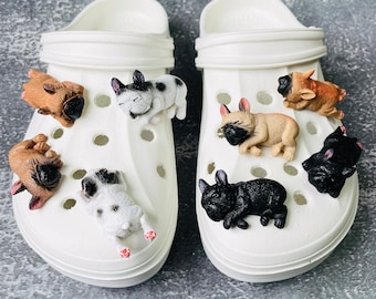 2pcs/set Sleeping Dog shoe charms, Lovely Dog Resin charms, 3D Dog Animal buckle for shoes, Cute Pug  shoe charm supplies,perfect gifts
