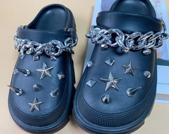 Bling Star Shoe Charm Set,Metal Shoe Charm Set,DIY Sandals Jewelry Charms,Shoe Accessories,Rivet Spike Shoe Charms,Shoe Decor,Shoe Charm