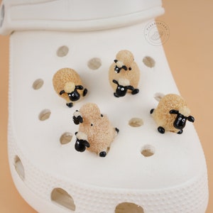 Juego de hebillas para zapatos con forma de oveja, bonito juego de adornos para zapatos, adorno para zapatos con forma de oveja de dibujos animados, hebillas para zapatos sin zapatos, juego de cadenas de resina para zapatos, accesorios para zapatos