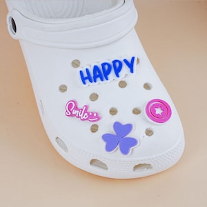Happy themed Shoe Charms,Lucky Shamrock -Star-Smile Shoe Charm,3D Printed Shoe Clips,Sassy Clog Charms,  Gifts for friends