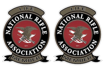 NRA Life Member Decal 2 Pack 3x4 Vinyl Sticker Patriotic Gun Rights Car Truck Window Waterproof Made in USA P23