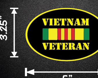 Vietnam Support Our Vets Service Military 3.25 x 5.0 Sticker Decal Pair (2) p112