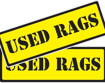 Used Rags For Contained Tank Area Safety Dept. 2.0" x 6.0" (1 Pair) Sticker Decal Free Same Day Shipping