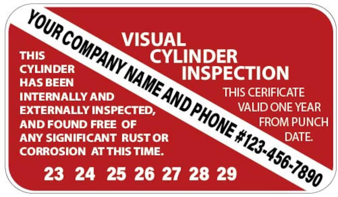 Scuba Tank Visual Inspection Stickers With Your Company Name Etsy