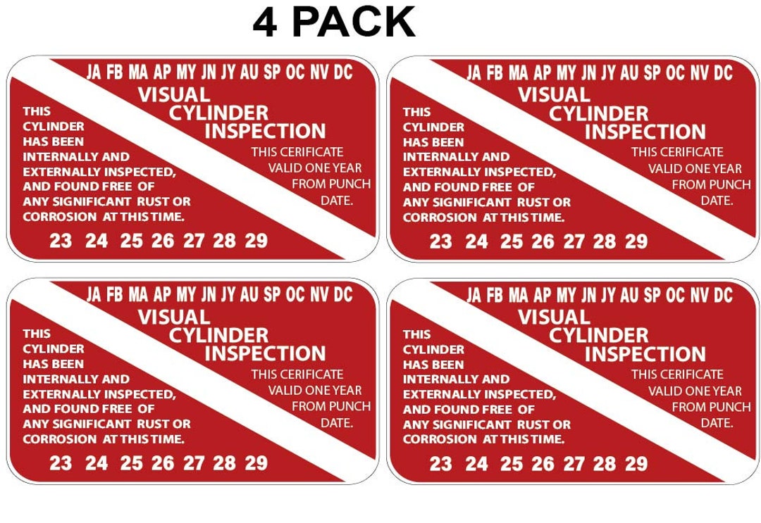 Scuba Tank Visual Inspection Stickers 4 Pack Years 20232029 Etsy