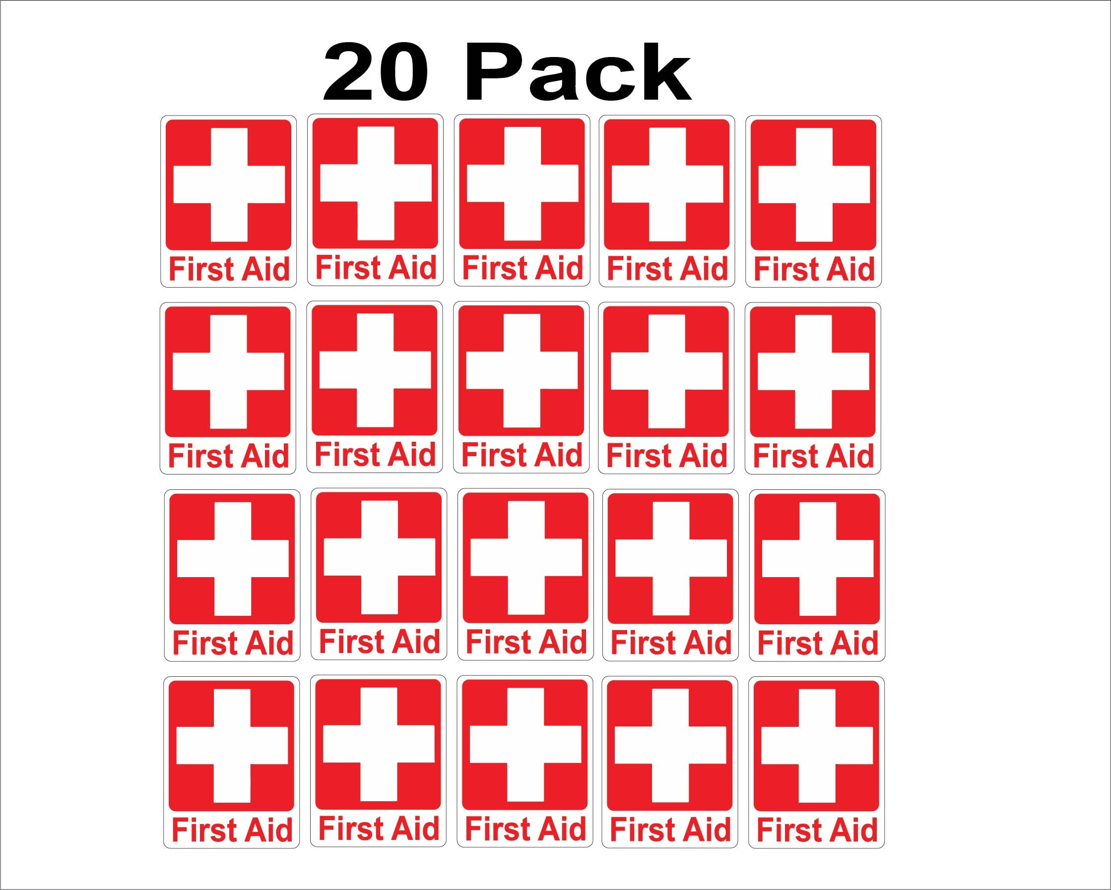 Oracal Red Cross First Aid Vinyl Stickers – 10-Pack – Made In USA – Laptop/Helmet/Kit Decals