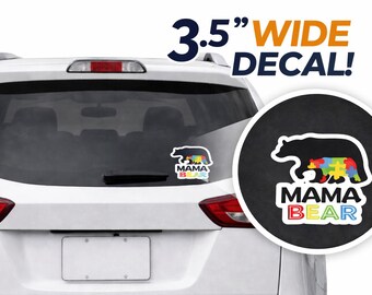 Autism MaMa Bear Sticker Same Day Shipping 3.4" X 3.4" PAIR OF (2) P452