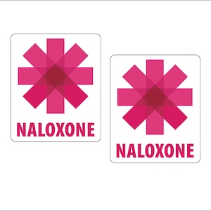 Naloxone Pack of 2 Naloxone Vinyl Stickers Size: 2.0" x 2.0" P982