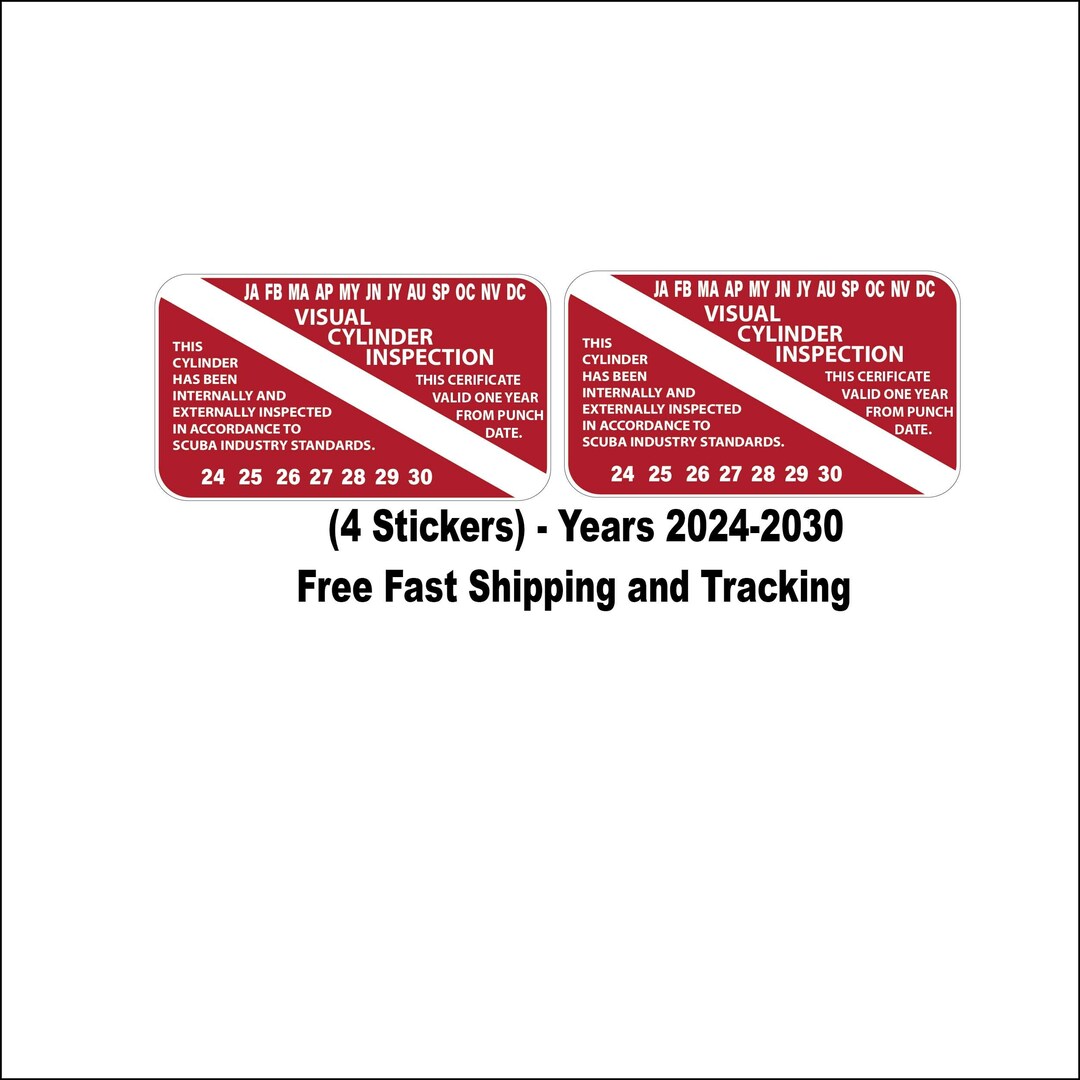 Scuba Tank Visual Inspection Stickers 4 Stickers Years 20242030 Safety