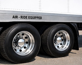 Air Ride Equipped RED Die Cut Vinyl DOT Trucks, Vans, Safety Dept. 3.0" x 12.5" (1 Pair) Sticker Decal P750