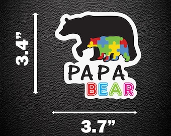 Autism Papa Bear Sticker Decal Pair of (2) Autism Awareness P641