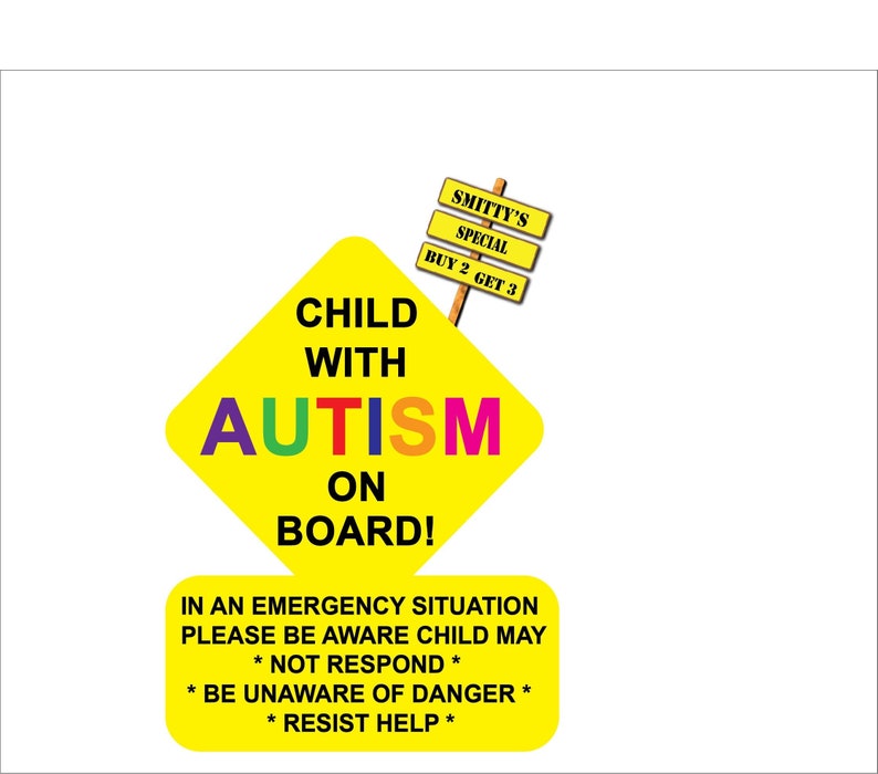 Autism Child With Autism on Board in A Emergency Situation Sticker ...