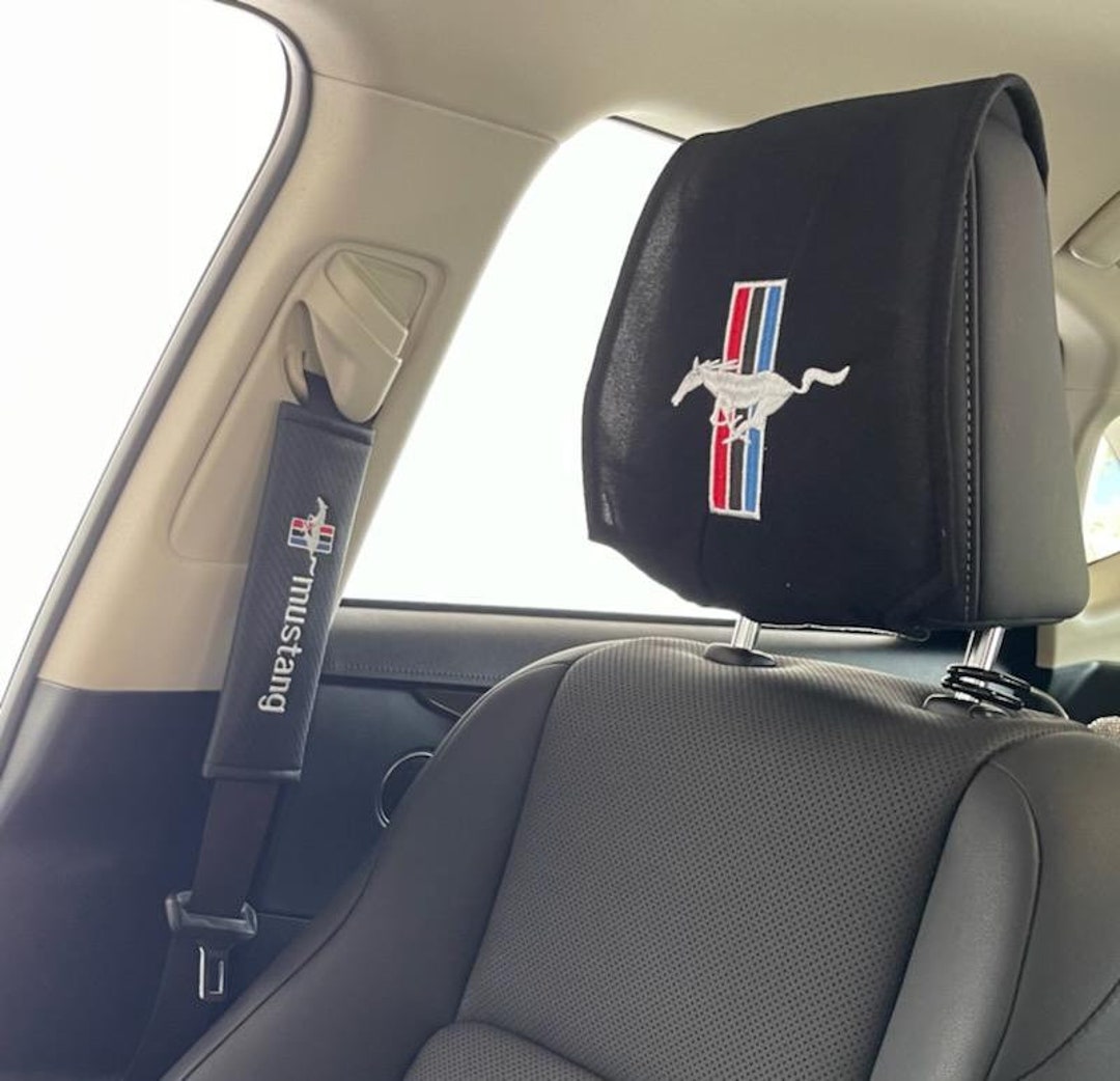Mustang Headrest Covers 2pk and Seatbelt Shoulder Pads 2pk Etsy