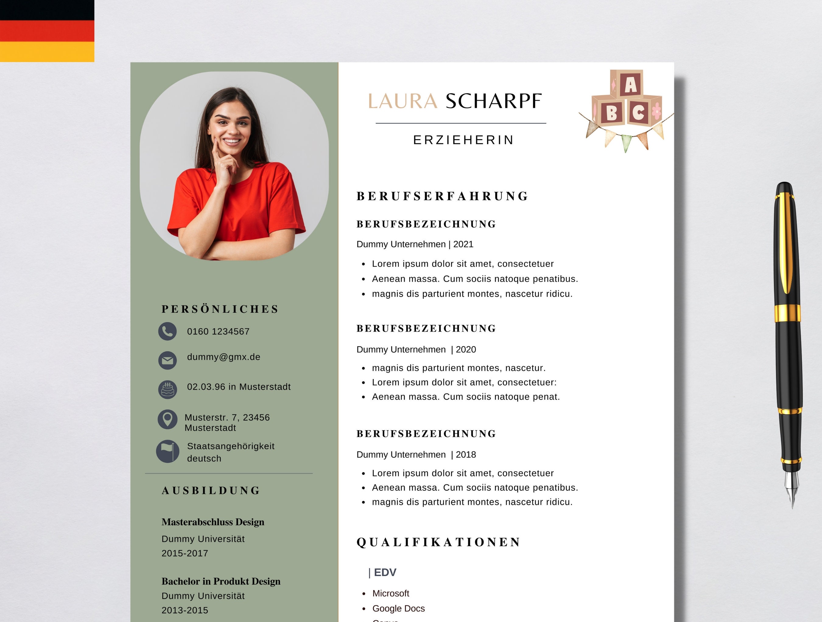  Foto zu Lebenslauf Vorlage Deutsch Erzieherin Erzieher Bewerbung 