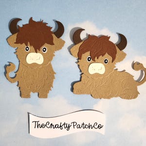 Die cut layered Card Topper Highland Cows x 2