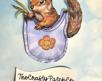 Die Cut Card Topper - Tattered Lace with Charisma squirrel in a pocket x 5