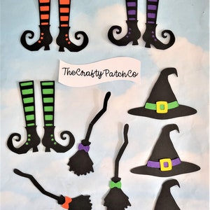Die Cut Card Topper - Halloween witch feet, hat and broom