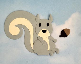 Die cut layered Card Topper Squirrel x 3