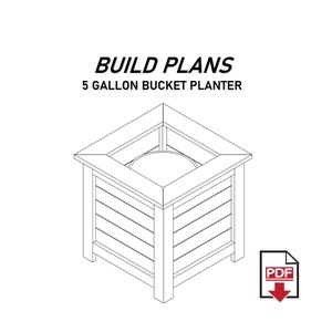 Drawing Plans for the BEST Raised Garden 5-Gallon Bucket Planter | DIY Woodworking Design