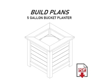 Drawing Plans for the BEST Raised Garden 5-Gallon Bucket Planter | DIY Woodworking Design