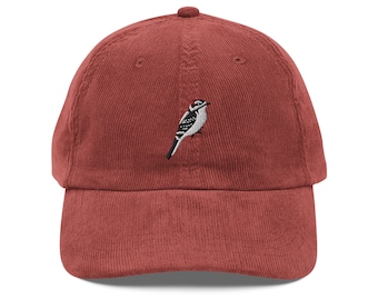 Downy Woodpecker Vintage Corduroy Baseball Cap